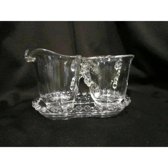 Sugar/Cream with Tray Vntg‎ Imperial Glass Candlewick  kitchenware knobby clear - Picture 7 of 9